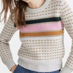 NWOT Madewell Metallic Striped Barfield Sweater Small